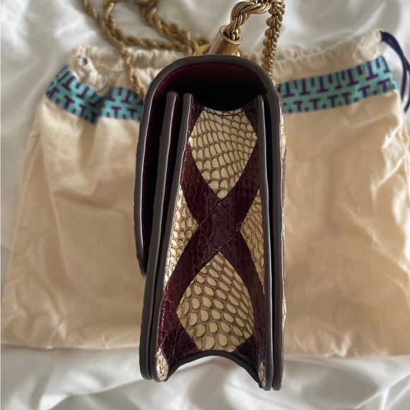 Tory Burch Burgundy and Gold Patterned Crossbody Bag - Picture 6 of 6